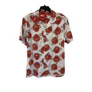 Born Fly Mens Size Large L Short Sleeve Mr Fly Guy Button Up Shirt NWT